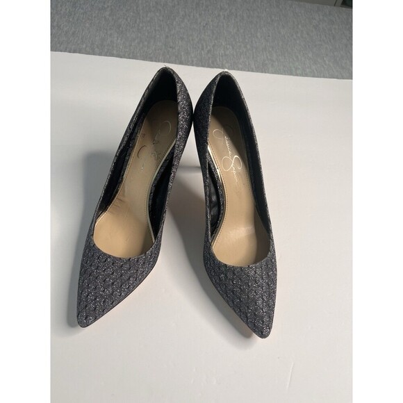 Jessica Simpson Women’s Pointed Toe Classic Pumps Size 8,5 Black Gray Silver - Picture 4 of 6